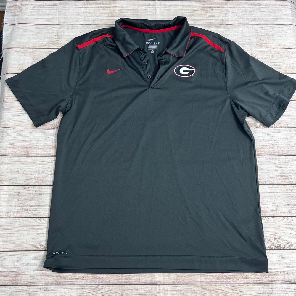 Nike Dri-FIT Georgia Bulldogs Polo Shirt Mens XL Gray‎ Red Football College